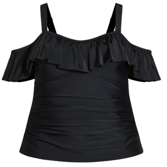 42 AVENUE Ruffle Tankini Top - black retails $89.00 NWT size 28 - Picture 8 of 11